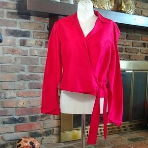 Red silk cropped top